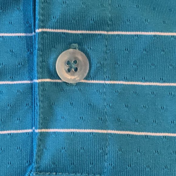 Nike Golf Turquoise Blue White Striped Men's Classic Polo Shirt Size XL silky - Picture 6 of 10